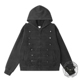 Vintage Napoleonic Button Hooded Jacket Pants Set