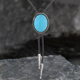 Vintage Natural Gemstone Cowboy Alloy Bolo Tie