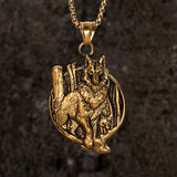 Vintage Nordic Viking Wolf Head Stainless Steel Pendant Necklace | Gthic.com