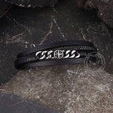 Vintage Octagonal Star Stainless Steel Leather Bracelet