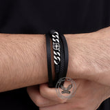 Vintage Octagonal Star Stainless Steel Leather Bracelet