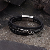 Vintage Octagonal Star Stainless Steel Leather Bracelet