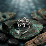 Vintage Octopus Stainless Steel Spinner Open Ring | Gthic.com