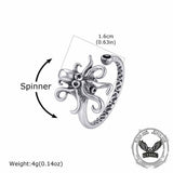 Vintage Octopus Stainless Steel Spinner Open Ring