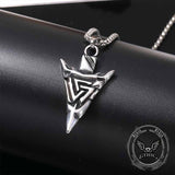Vintage Odin Triangle Rune Stainless Steel Arrow Pendant 02 | Gthic.com