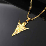 Vintage Odin Triangle Rune Stainless Steel Arrow Pendant 03 | Gthic.com