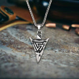Vintage Odin Triangle Rune Stainless Steel Arrow Pendant