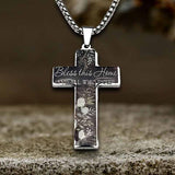 Vintage Painted Jesus Cross Stainless Steel Pendant