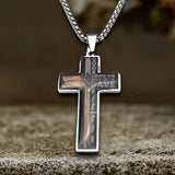 Vintage Painted Jesus Cross Stainless Steel Pendant