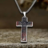 Vintage Painted Jesus Cross Stainless Steel Pendant
