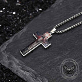 Vintage Painted Jesus Cross Stainless Steel Pendant 02 | Gthic.com