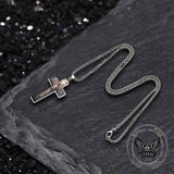 Vintage Painted Jesus Cross Stainless Steel Pendant 03 | Gthic.com