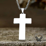 Vintage Painted Jesus Cross Stainless Steel Pendant