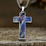 Vintage Painted Jesus Cross Stainless Steel Pendant