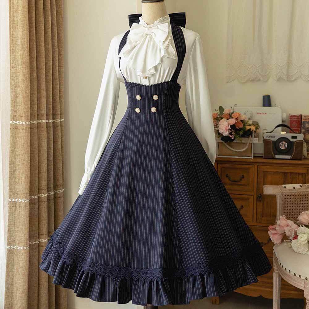 Vintage Palace Halter Neck Lolita Dress, Blue / Dress Only / L (Waist 76 cm) Vintage Palace Halter Neck Lolita Dress, Blue / Dress Only / L (Waist 76 cm)