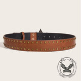 Vintage Pattern Star Buckle Studded PU Leather Belt