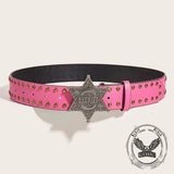 Vintage Pattern Star Buckle Studded PU Leather Belt