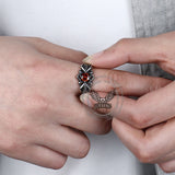 Vintage Patterned Openwork Gem Stainless Steel Ring | Gthic.com