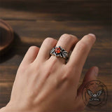 Vintage Patterned Openwork Gem Stainless Steel Ring | Gthic.com