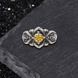 Vintage Patterned Openwork Gem Stainless Steel Ring