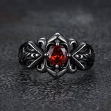 Vintage Patterned Openwork Gem Stainless Steel Ring | Gthic.com