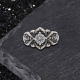 Vintage Patterned Openwork Gem Stainless Steel Ring