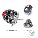 Vintage Patterned Skull Stainless Steel Gem Ring