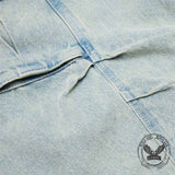 Vintage Pleated Washed Multi-Pocket Cargo Denim Shorts