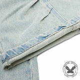 Vintage Pleated Washed Multi-Pocket Cargo Denim Shorts
