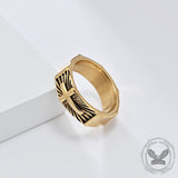 Vintage Polished Cross Pattern Stainless Steel Ring