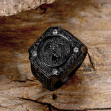 Vintage Portrait Cross Stainless Steel Ring