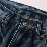Vintage Printed Bootcut Biker Cotton Jeans