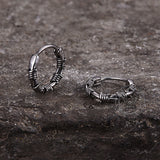 Vintage Rattan Wrapped Stainless Steel Hoop Earrings