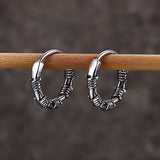 Vintage Rattan Wrapped Stainless Steel Hoop Earrings | Gthic.com