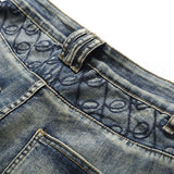 Vintage Ripped Embroidered Stretch Denim Shorts | Gthic.com