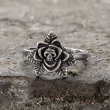 Vintage Rose Skull Stainless Steel Ring | Gthic.com