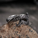 Vintage Rune Symbol Serpent Stainless Steel Viking Ring