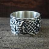 Vintage Samurai Warrior Sterling Silver Band Ring