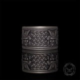 Vintage Samurai Warrior Sterling Silver Band Ring