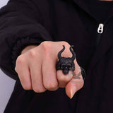 Horn-Satan-Teufel-Totenkopf-Ring aus Edelstahl