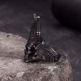Horn-Satan-Teufel-Totenkopf-Ring aus Edelstahl