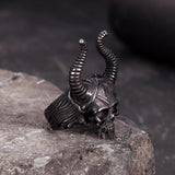 Vintage Satan Horn Stainless Steel Skull Ring | Gthic.com