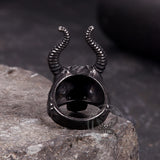 Horn-Satan-Teufel-Totenkopf-Ring aus Edelstahl