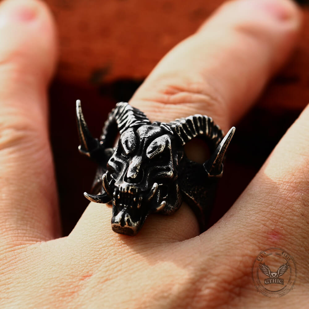 Vintage Satan Ram Head Stainless Steel Ring – GTHIC