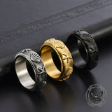 Vintage Shell Starfish Stainless Steel Spinner Ring