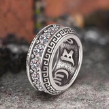 Vintage Six-Word Mantra Zircon Stainless Steel Ring 01 | Gthic.com