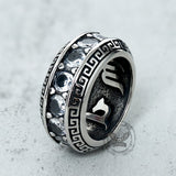Vintage Six-Word Mantra Zircon Stainless Steel Ring