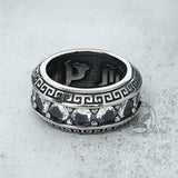 Vintage Six-Word Mantra Zircon Stainless Steel Ring