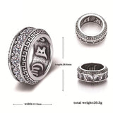 Vintage Six-Word Mantra Zircon Stainless Steel Ring