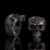 Vintage Skull Warrior Sterling Silver Gothic Ring